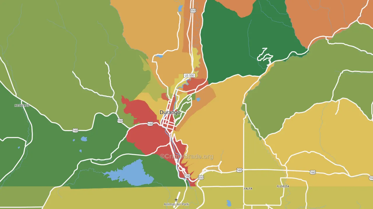Durango, CO Map of Assault Rates