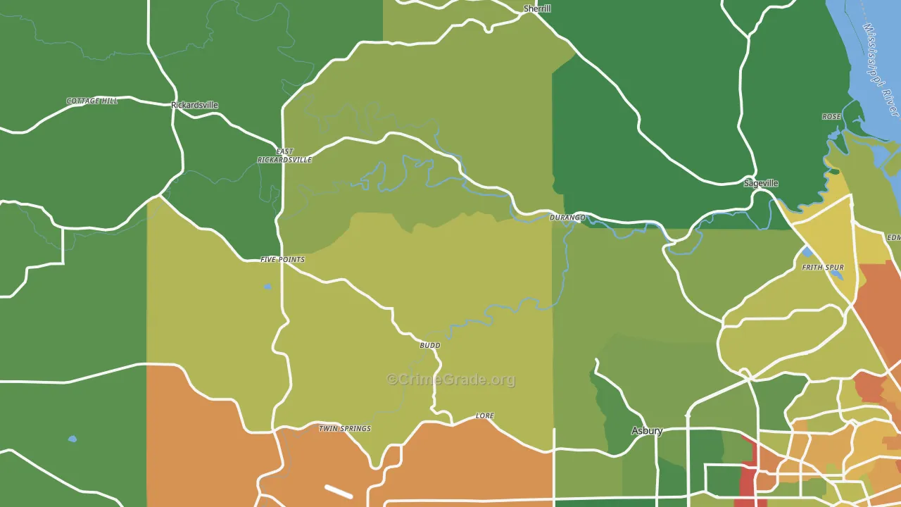 Durango, IA Map of Assault Rates