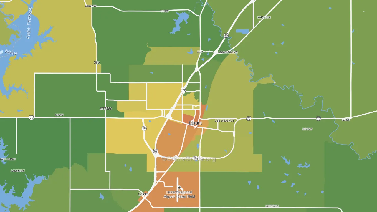 Durant, OK Map of Assault Rates