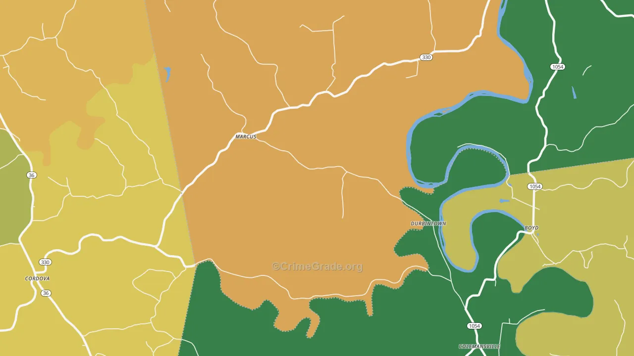 Durbintown, KY Map of Assault Rates