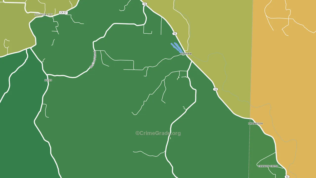 Durham, AR Map of Assault Rates