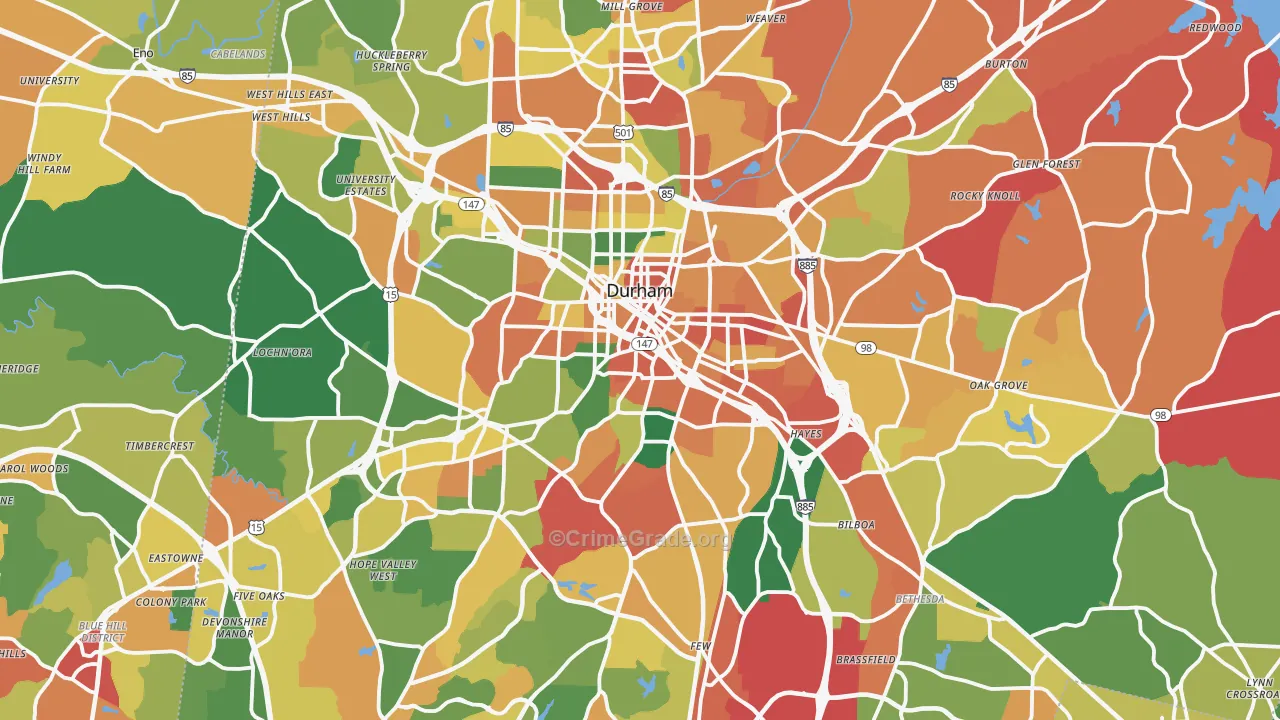 Durham County, NC Map of Assault Rates