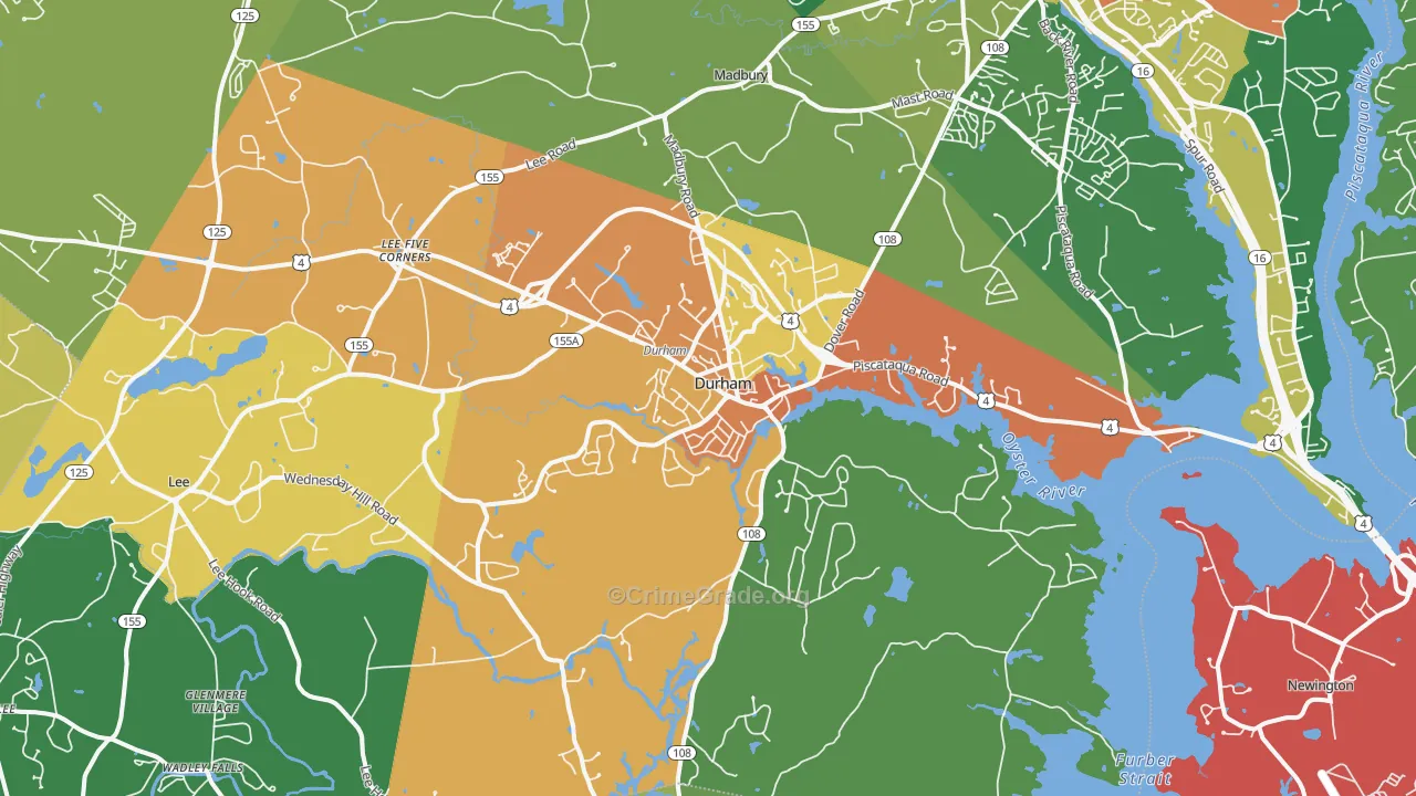 Durham, NH Map of Assault Rates