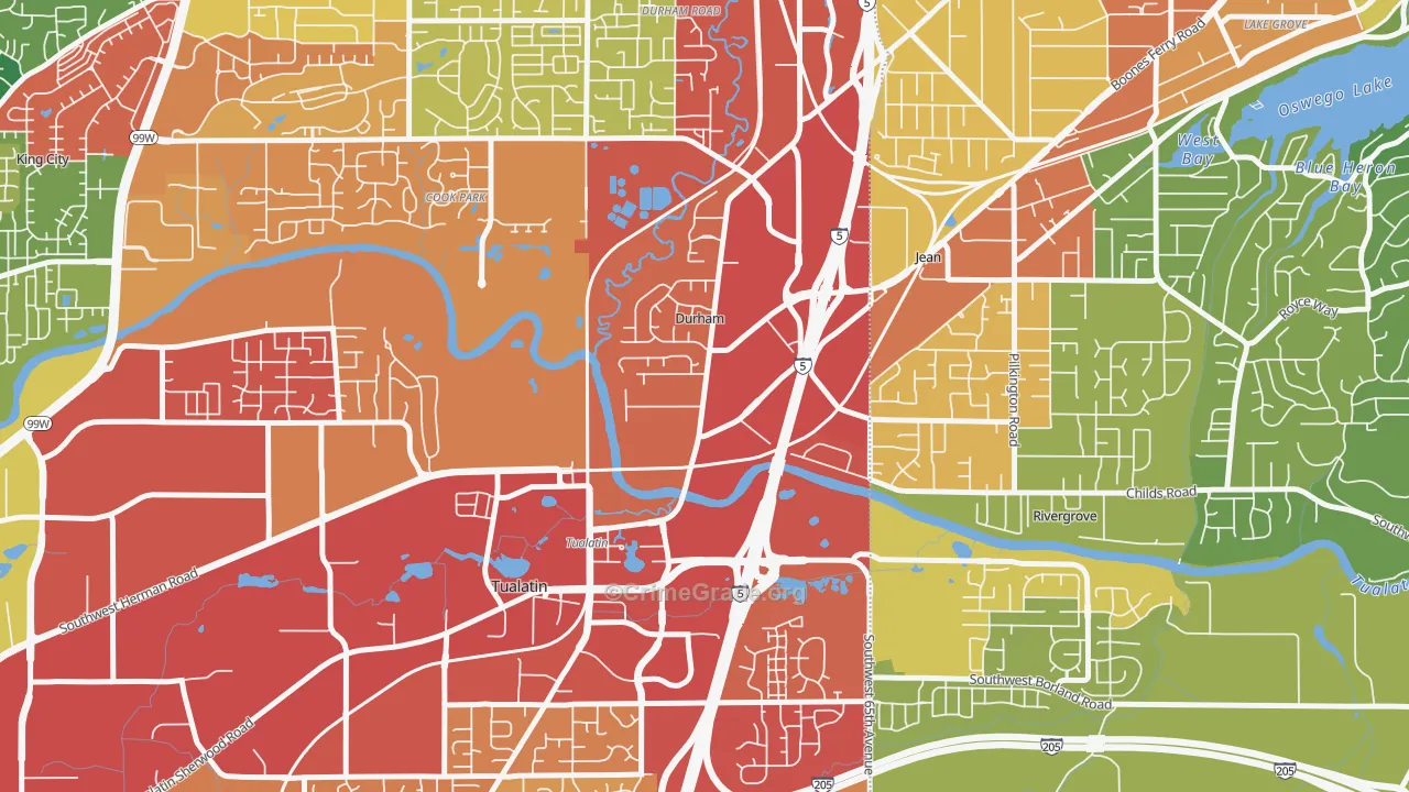 Durham, OR Map of Assault Rates
