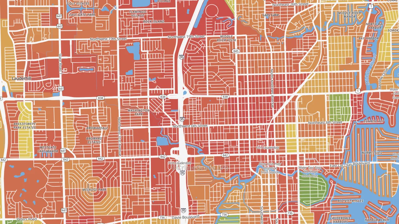Durrs Homeowners, Fort Lauderdale, FL Map of Assault Rates