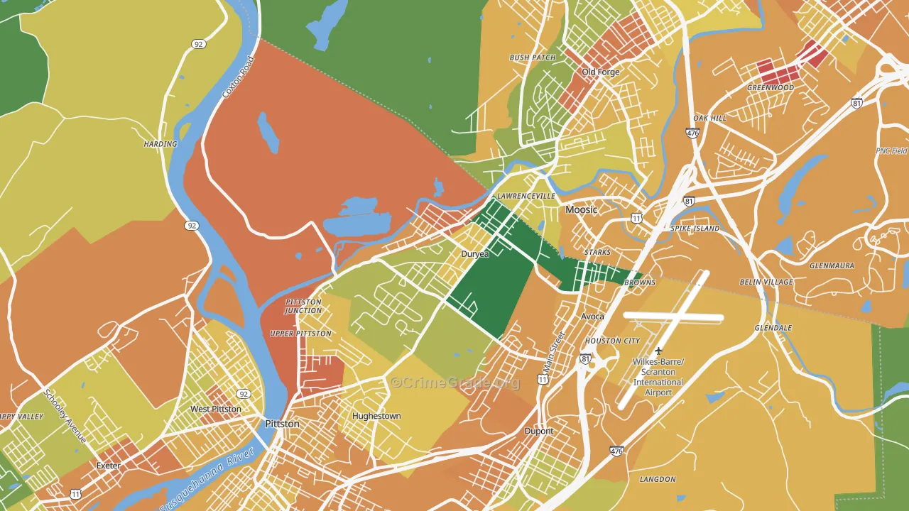 Duryea, PA Map of Assault Rates