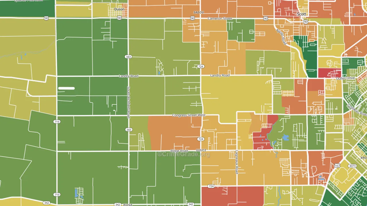Duson, LA Map of Assault Rates