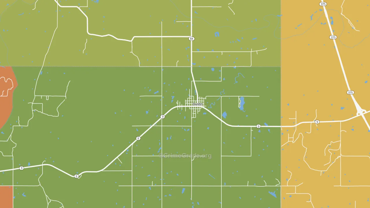Dustin, OK Map of Assault Rates