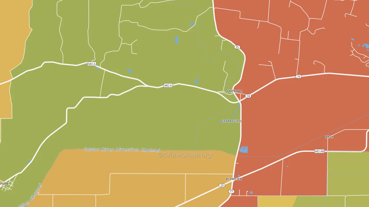 Dutchtown, MO Map of Assault Rates