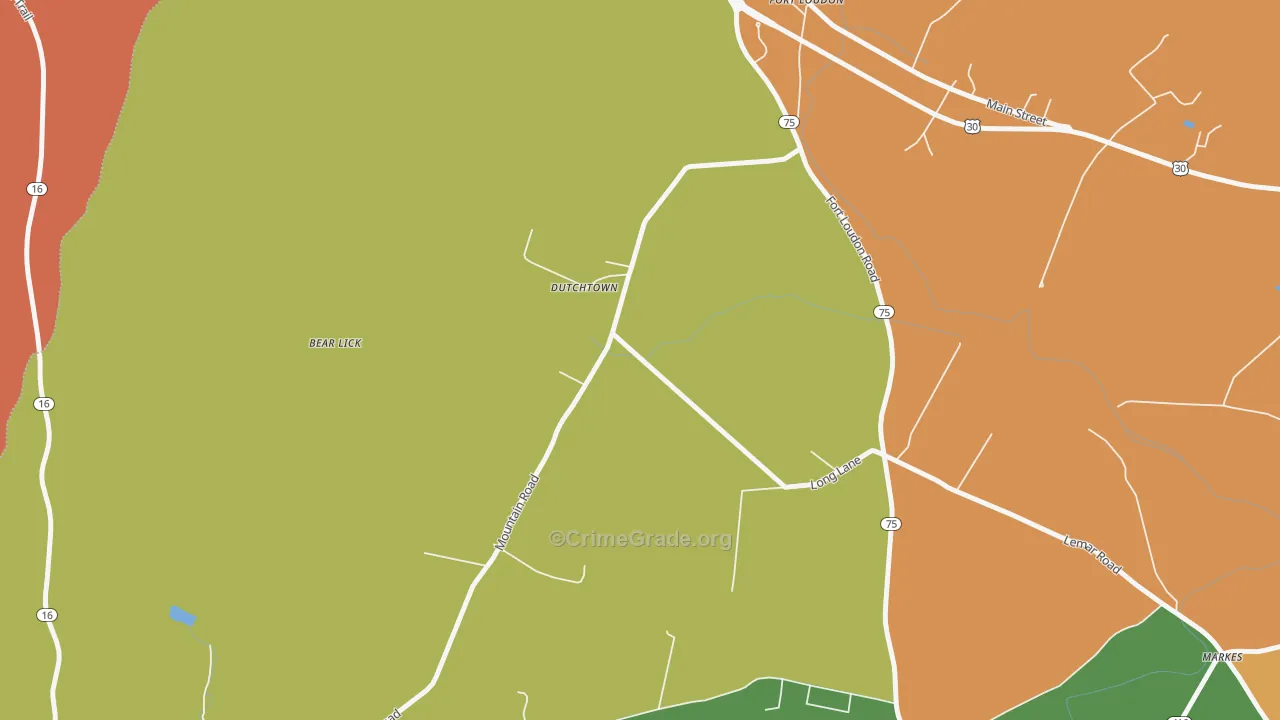 Dutchtown, PA Map of Assault Rates