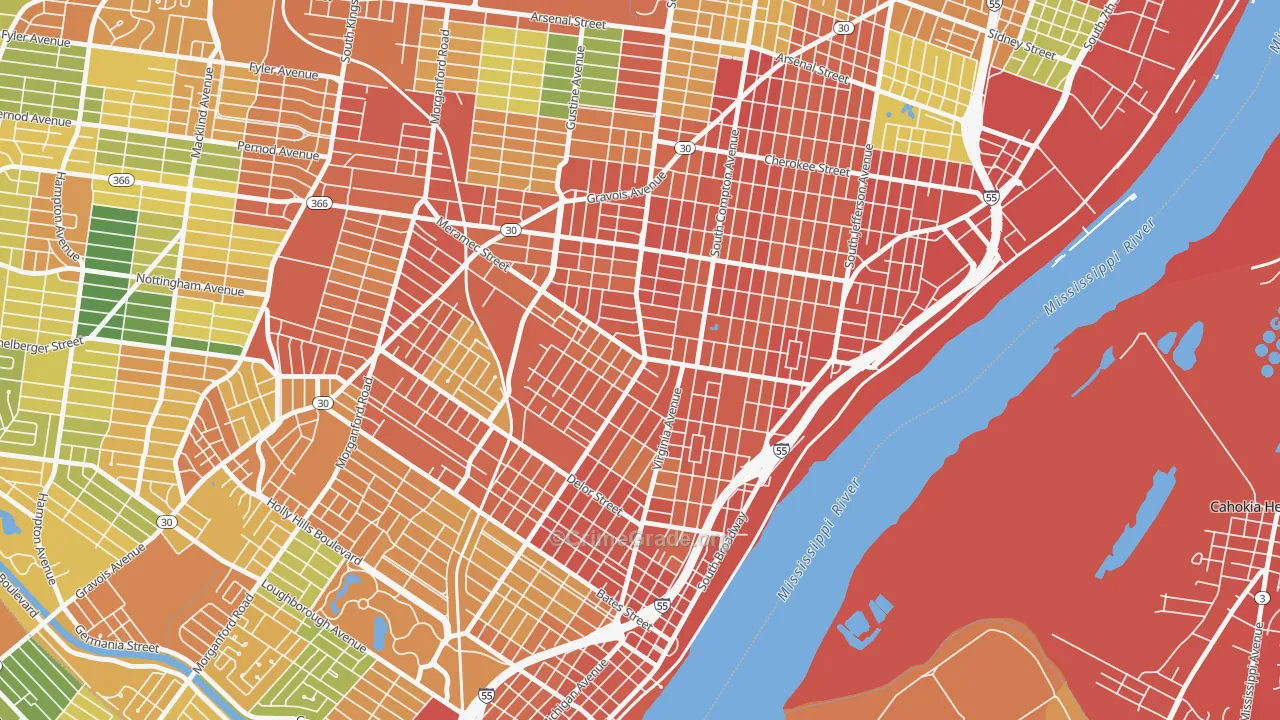 Dutchtown, St. Louis, MO Map of Assault Rates