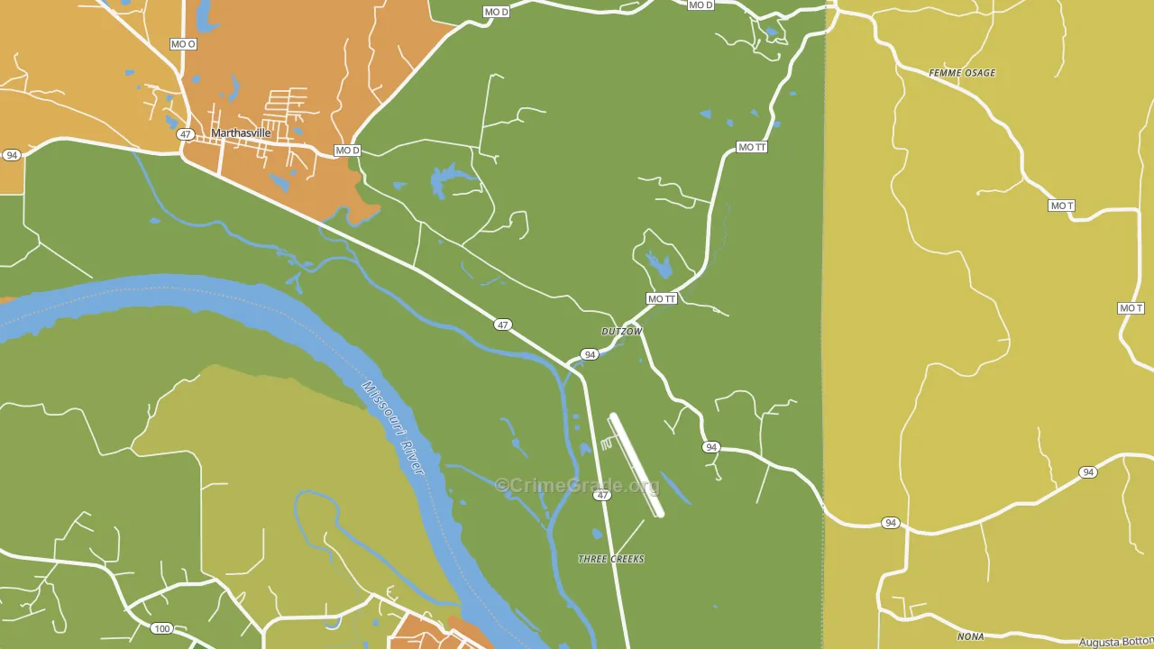 Dutzow, MO Map of Assault Rates