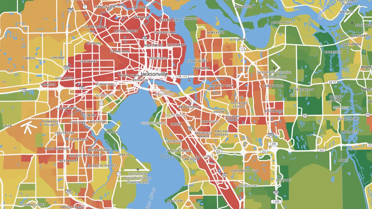 Duval County, FL Map of Assault Rates