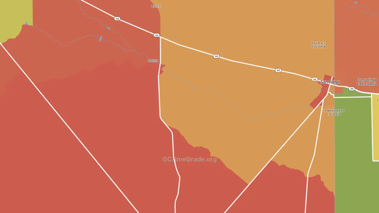 Duval County, TX Map of Assault Rates