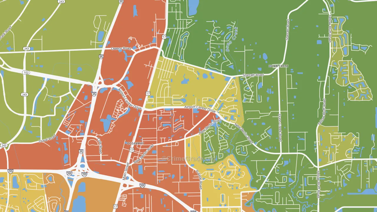 Duval, Jacksonville, FL Map of Assault Rates