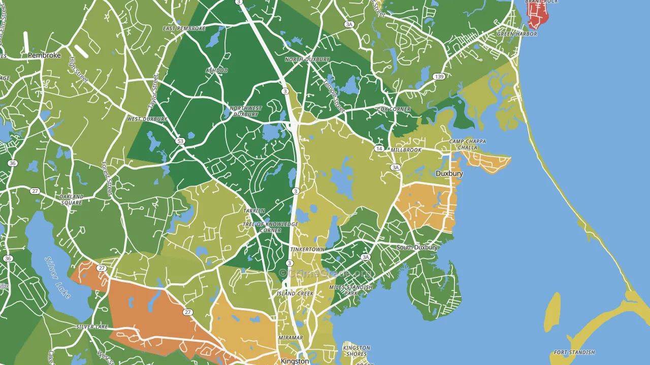 Duxbury, MA Map of Assault Rates