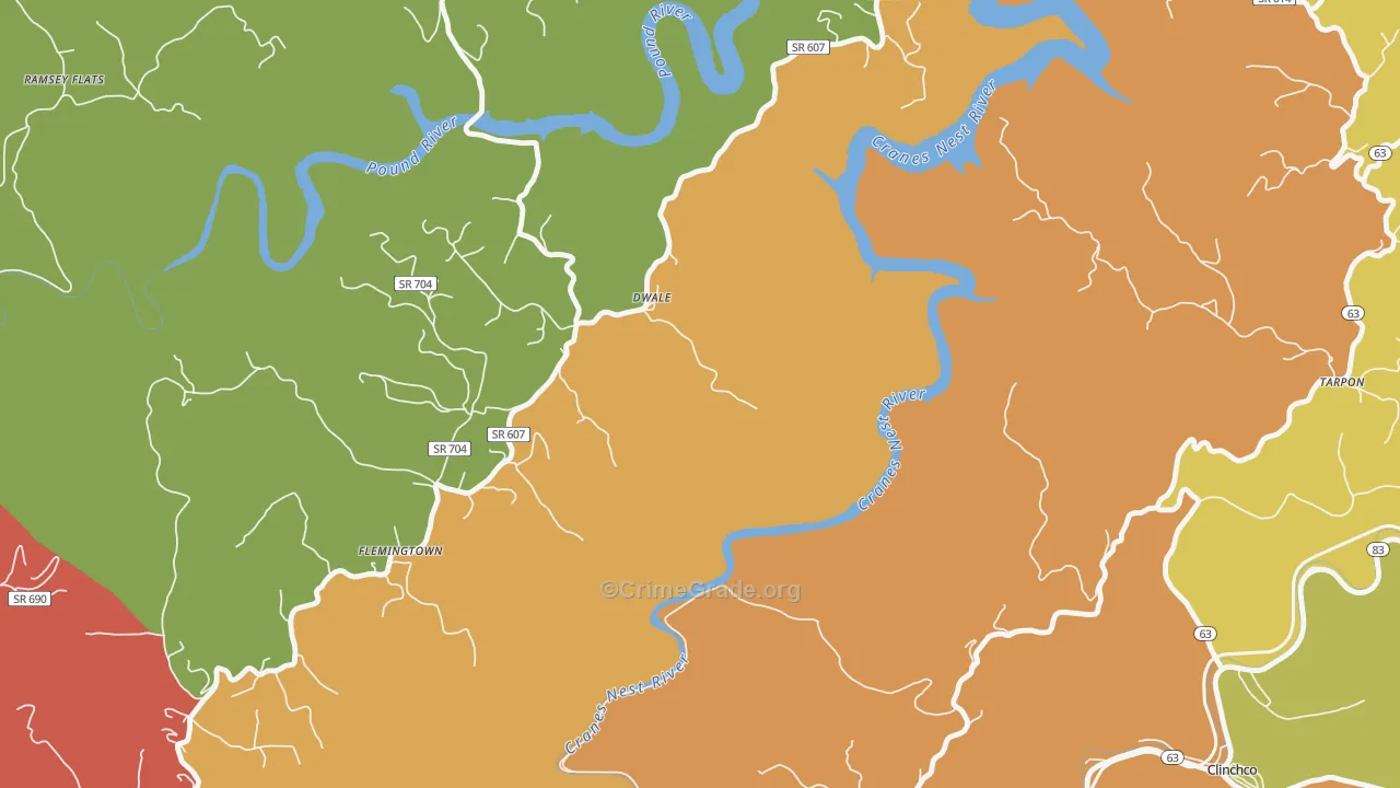 Dwale, VA Map of Assault Rates