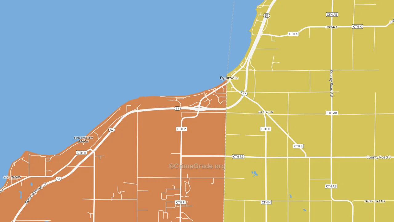 Dyckesville, WI Map of Assault Rates