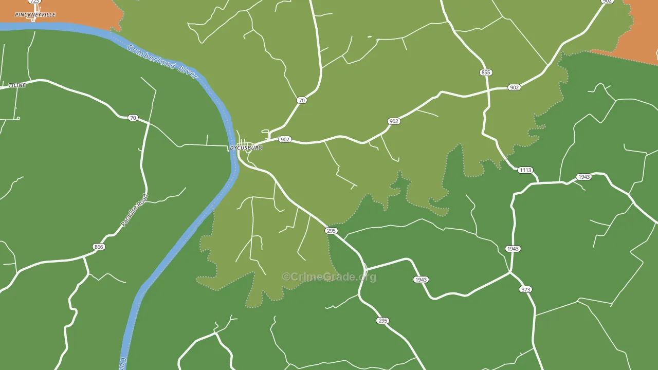 Dycusburg, KY Map of Assault Rates