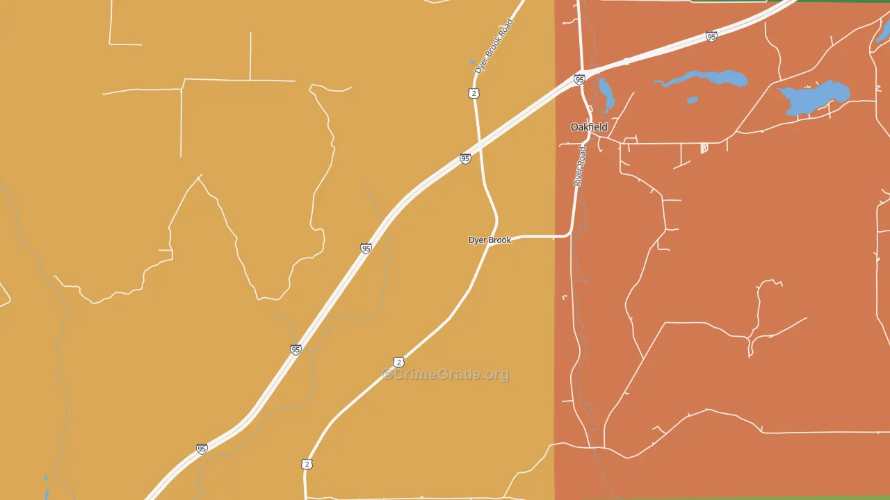 Dyer Brook, ME Map of Assault Rates