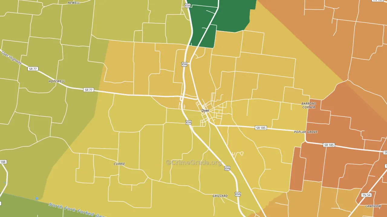 Dyer, TN Map of Assault Rates
