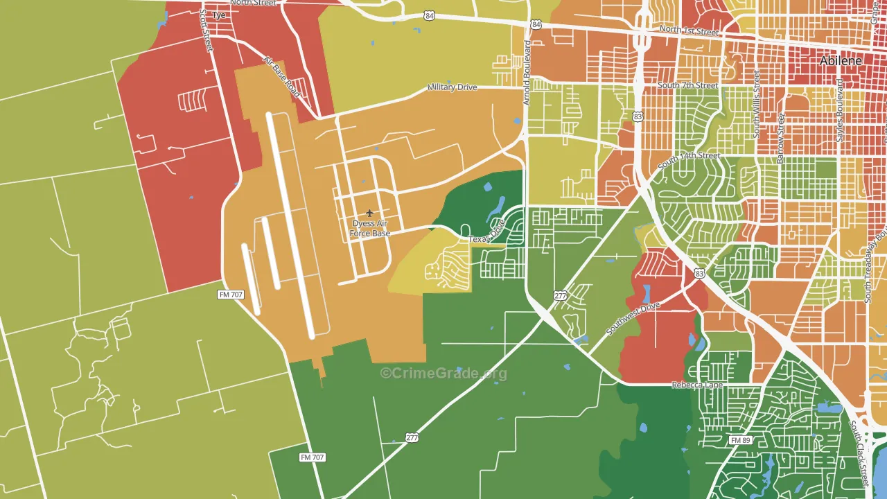 Dyess Afb, TX Map of Assault Rates