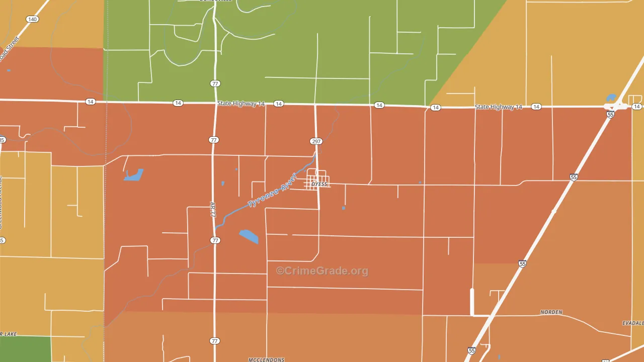 Dyess, AR Map of Assault Rates