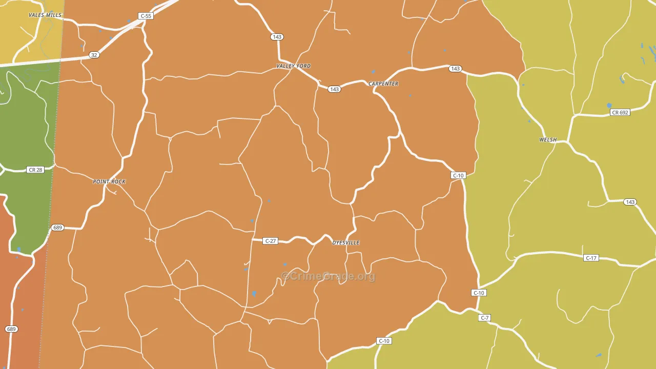 Dyesville, OH Map of Assault Rates