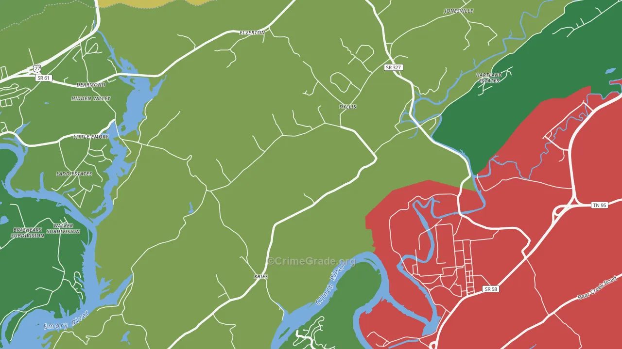 Dyllis, TN Map of Assault Rates