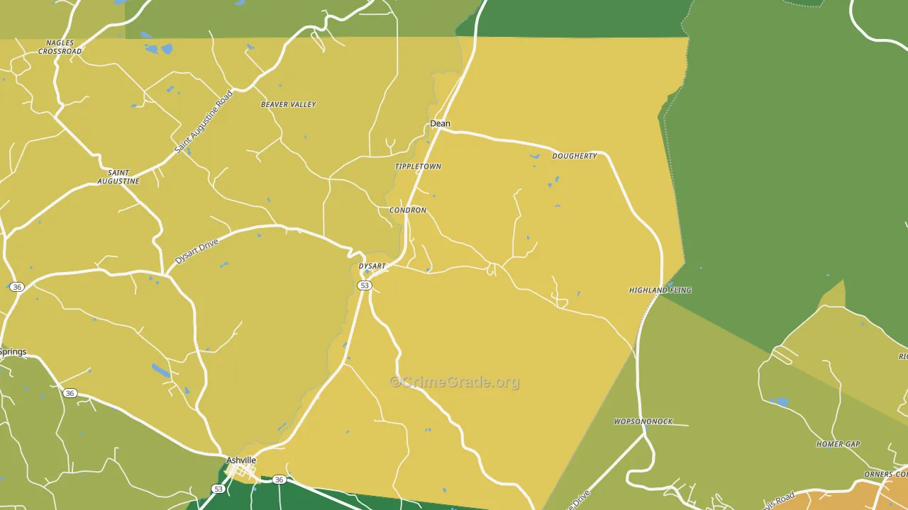 Dysart, PA Map of Assault Rates