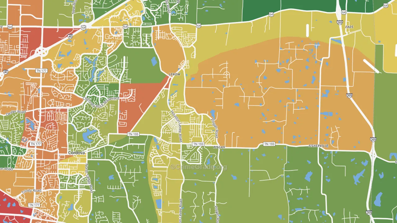 Eads-Fisherville, Cordova, TN Map of Assault Rates