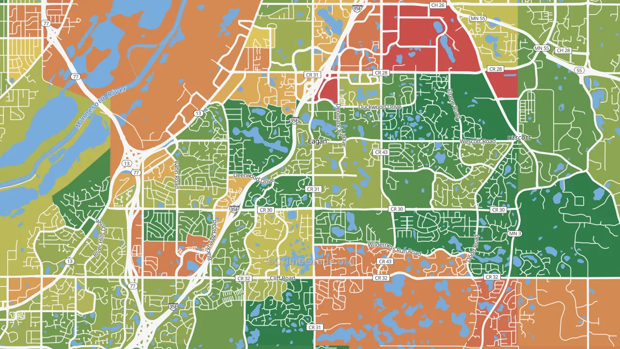 Eagan, MN Map of Assault Rates