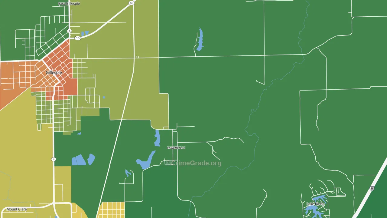 Eagarville, IL Map of Assault Rates