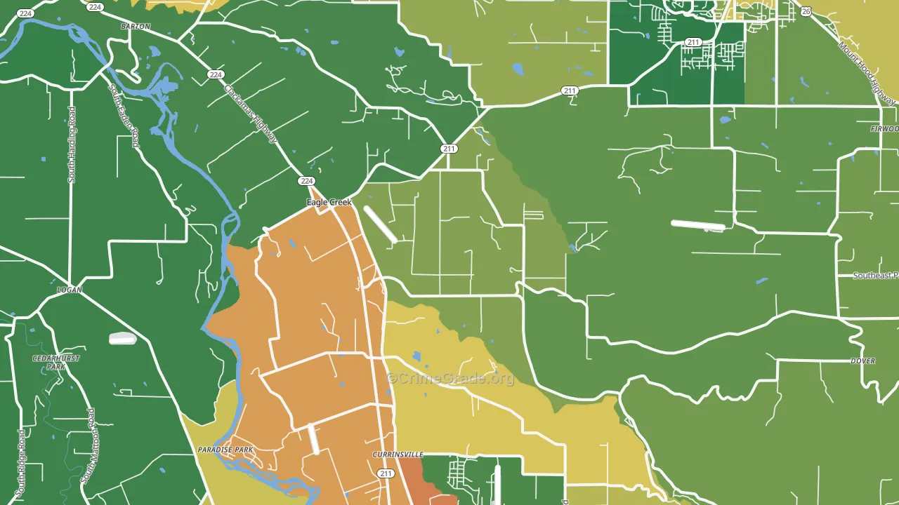 Eagle Creek, OR Map of Assault Rates