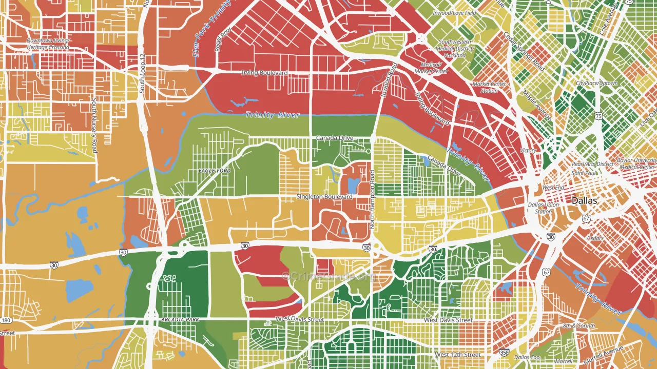 Eagle Ford, Dallas, TX Map of Assault Rates