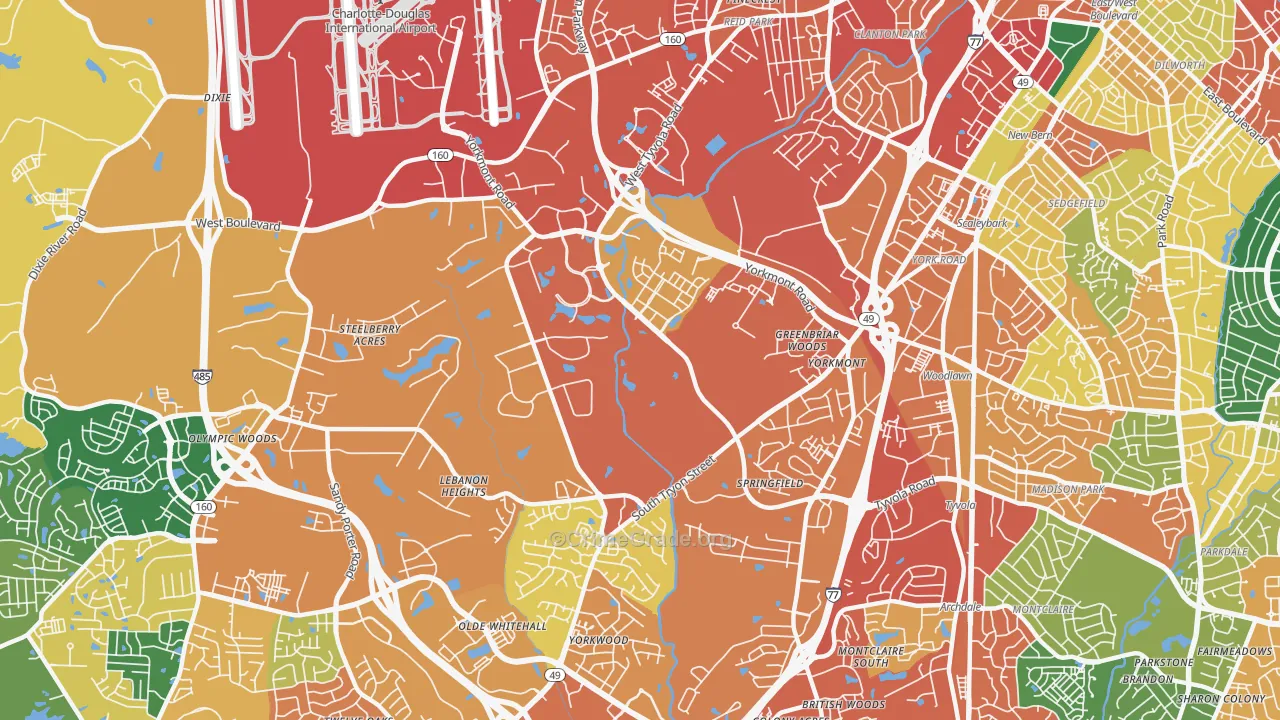 Eagle Lake, Charlotte, NC Map of Assault Rates
