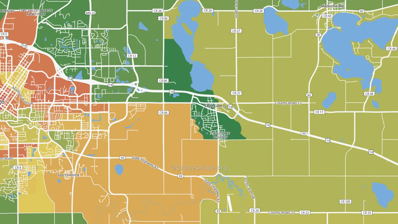 Eagle Lake, MN Map of Assault Rates