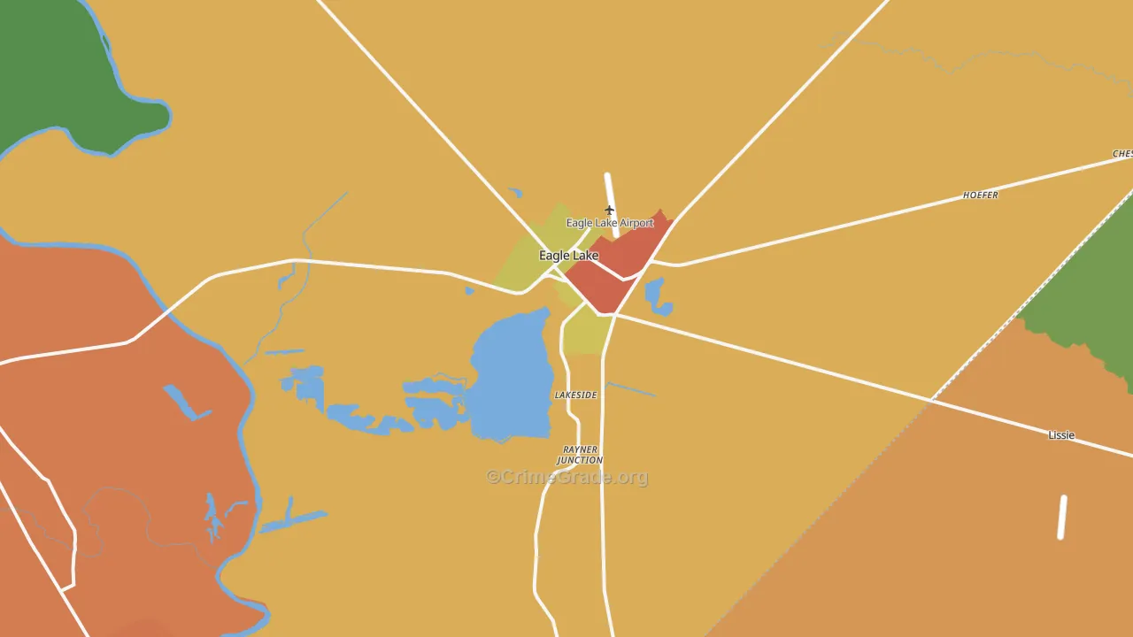 Eagle Lake, TX Map of Assault Rates
