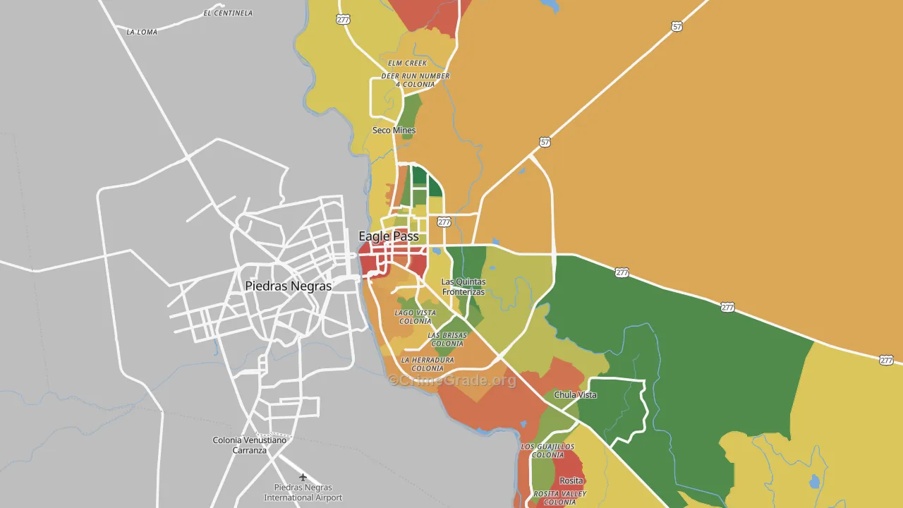 Eagle Pass, TX Map of Assault Rates
