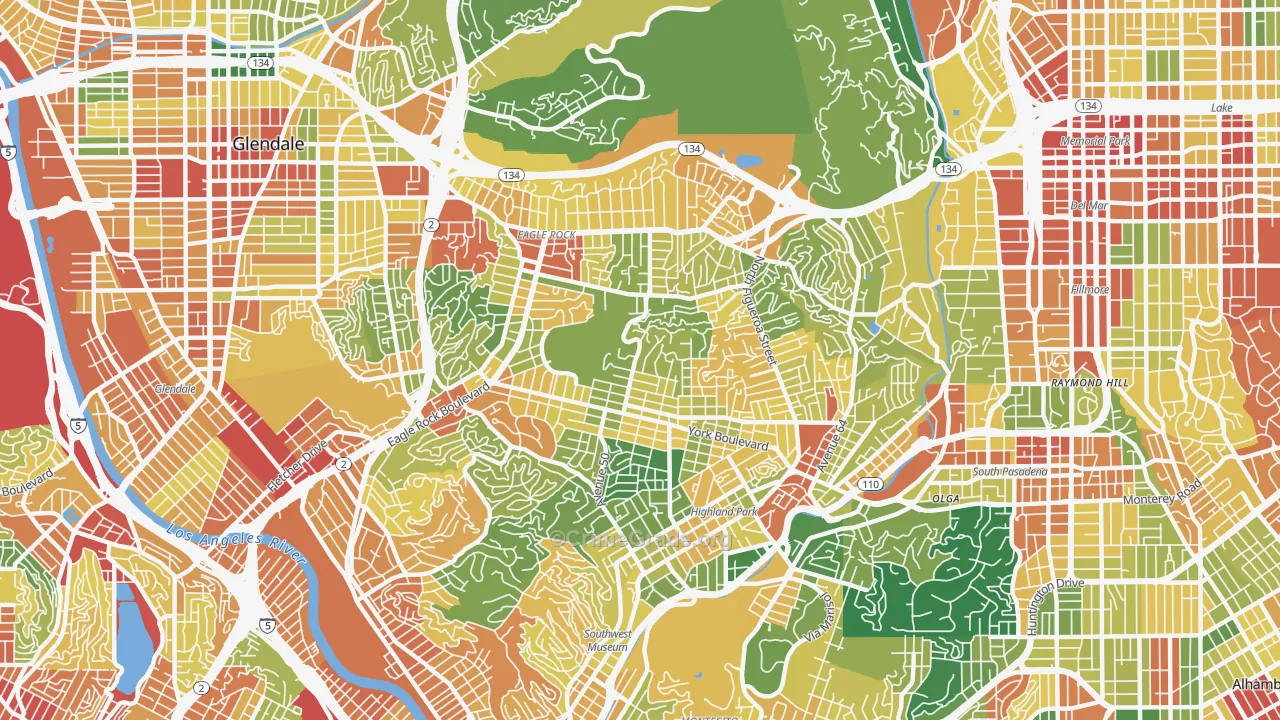 Eagle Rock, Los Angeles, CA Map of Assault Rates