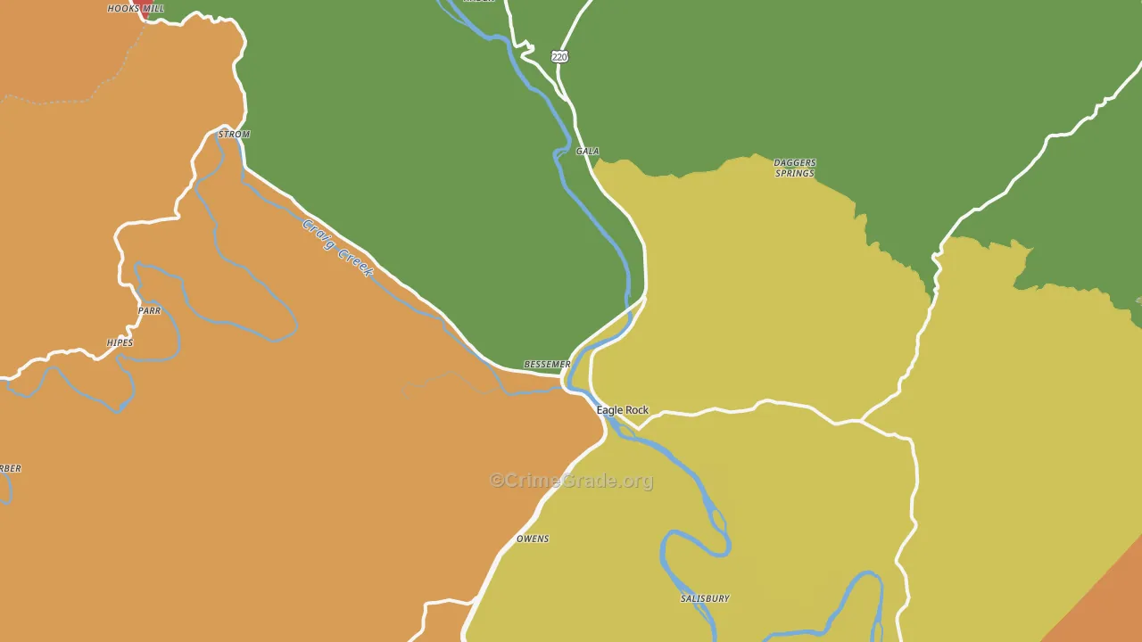 Eagle Rock, VA Map of Assault Rates