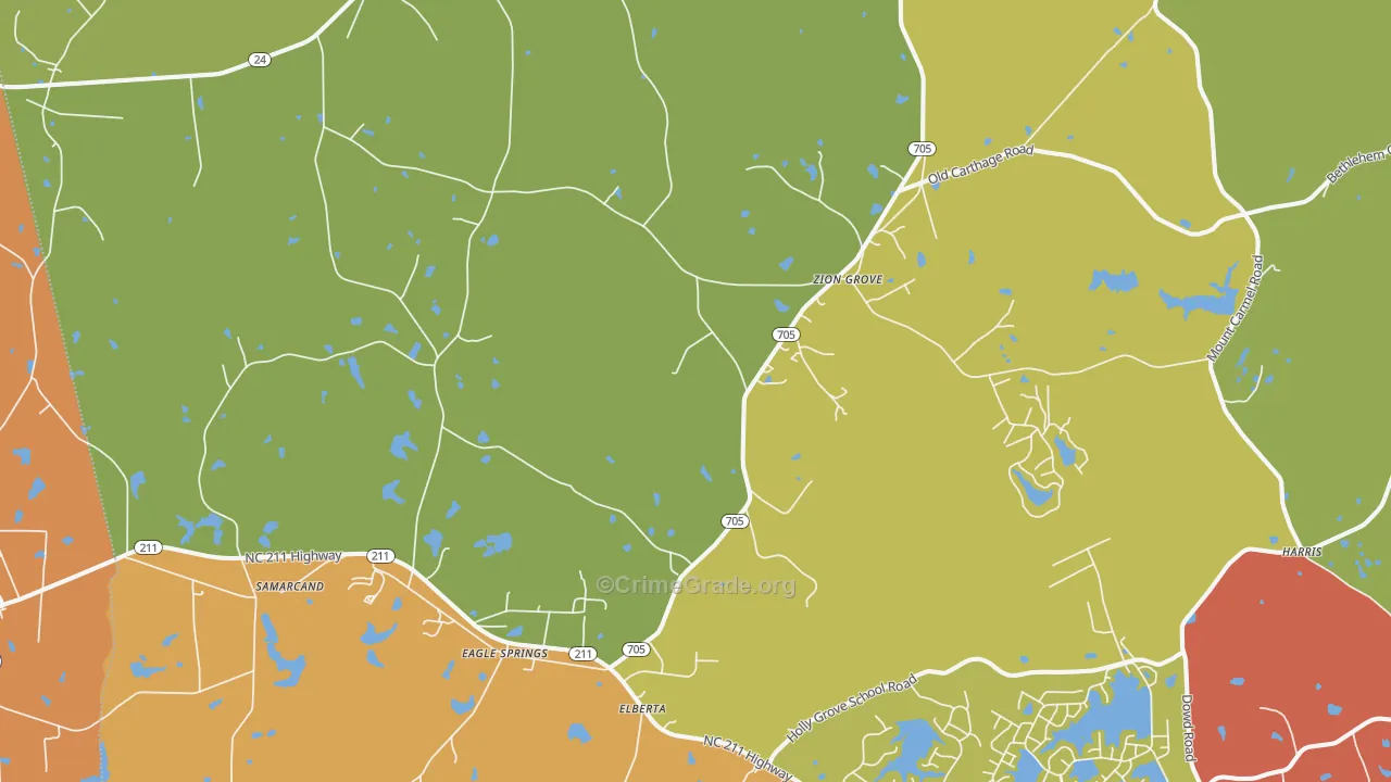 Eagle Springs, NC Map of Assault Rates