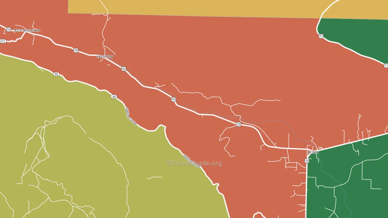 Eagleton, AR Map of Assault Rates
