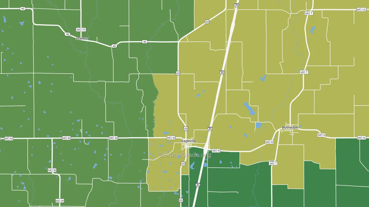 Eagleville, MO Map of Assault Rates