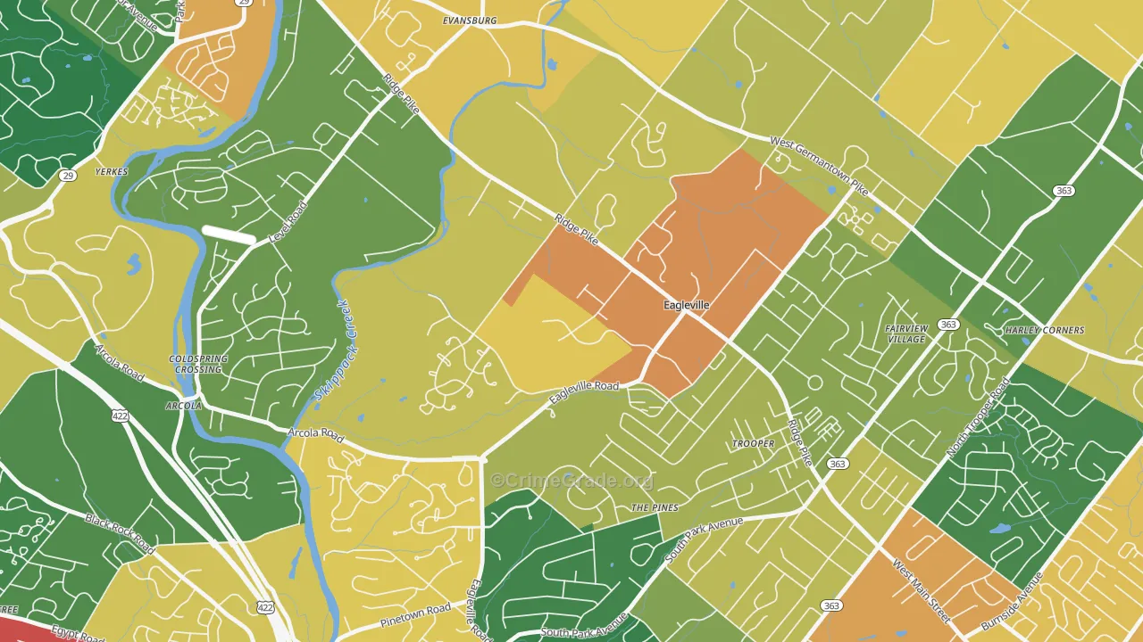Eagleville, PA Map of Assault Rates