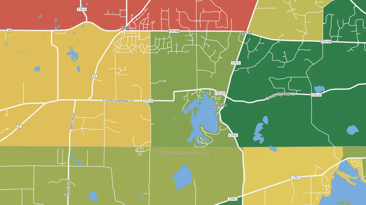 Eagleville, WI Map of Assault Rates