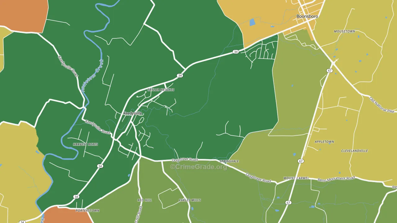 Eakles Mill, MD Map of Assault Rates