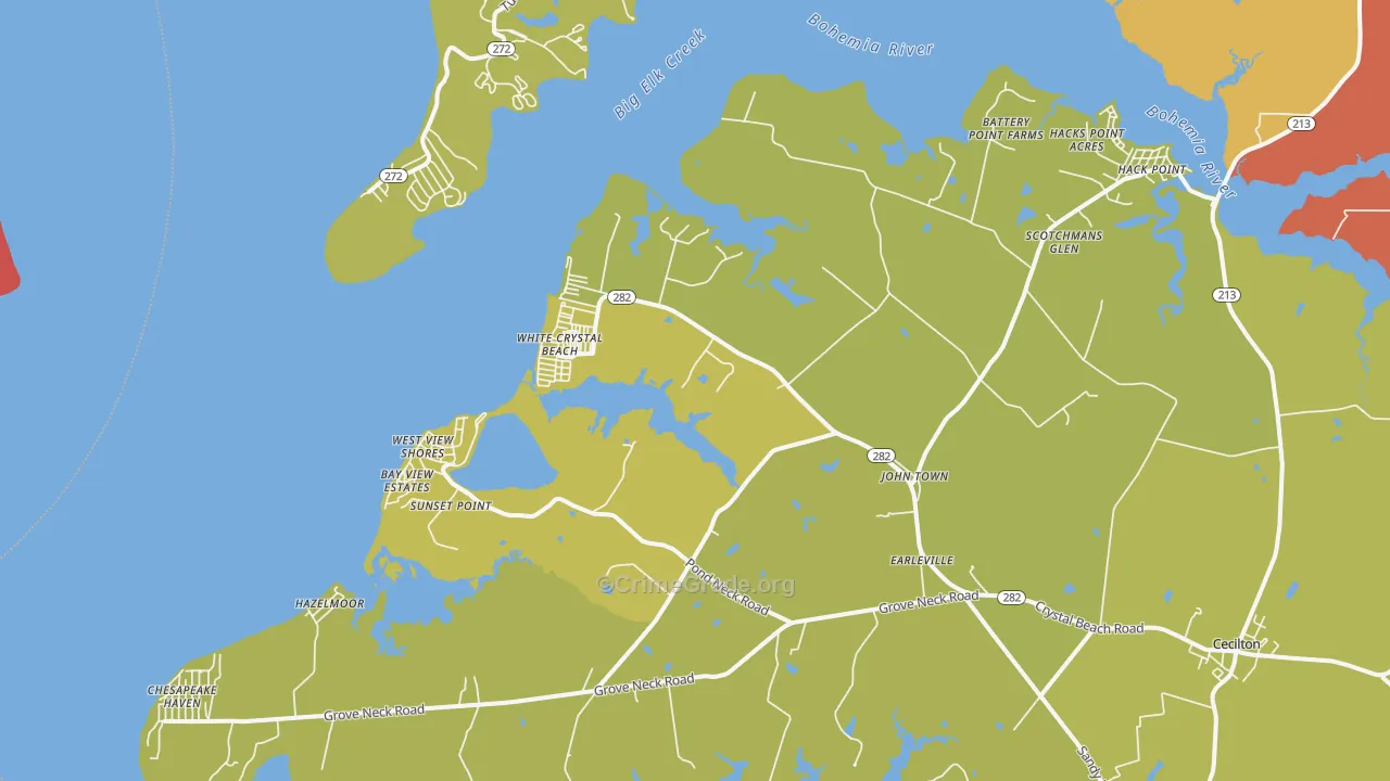 Earleville, MD Map of Assault Rates