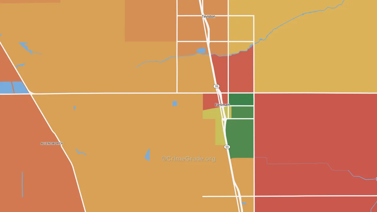 Earlimart, CA Map of Assault Rates