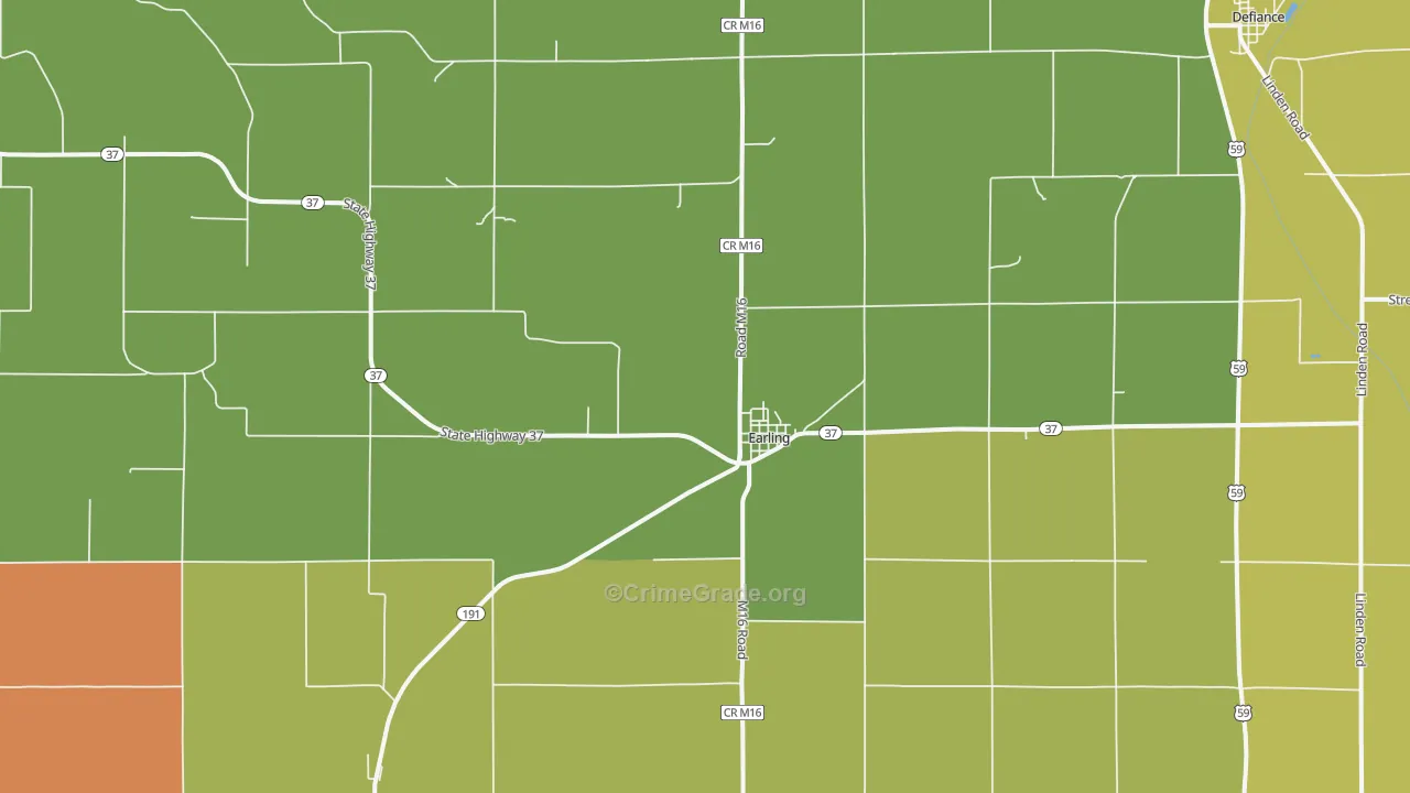 Earling, IA Map of Assault Rates